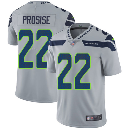 Nike Seahawks #22 C. J. Prosise Grey Alternate Men's Stitched NFL Vapor Untouchable Limited Jersey - Click Image to Close